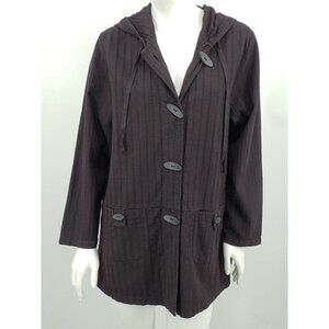 New Focus Casual Life Jacket Womens Small Black Textured Hooded Button Up